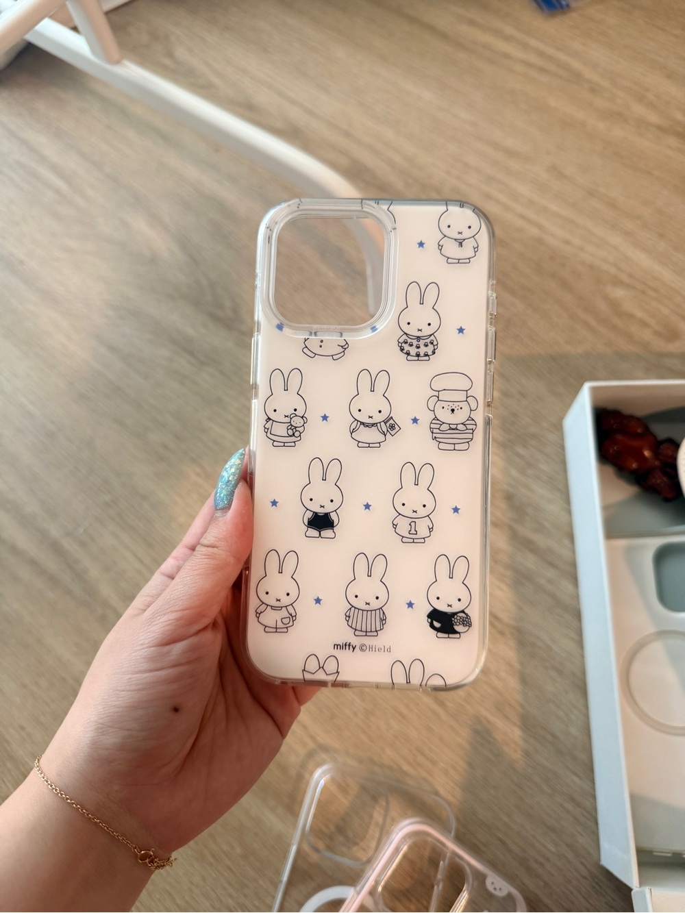 Miffy Clear Bunny Pattern iPhone Case - White & Black